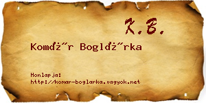Komár Boglárka névjegykártya